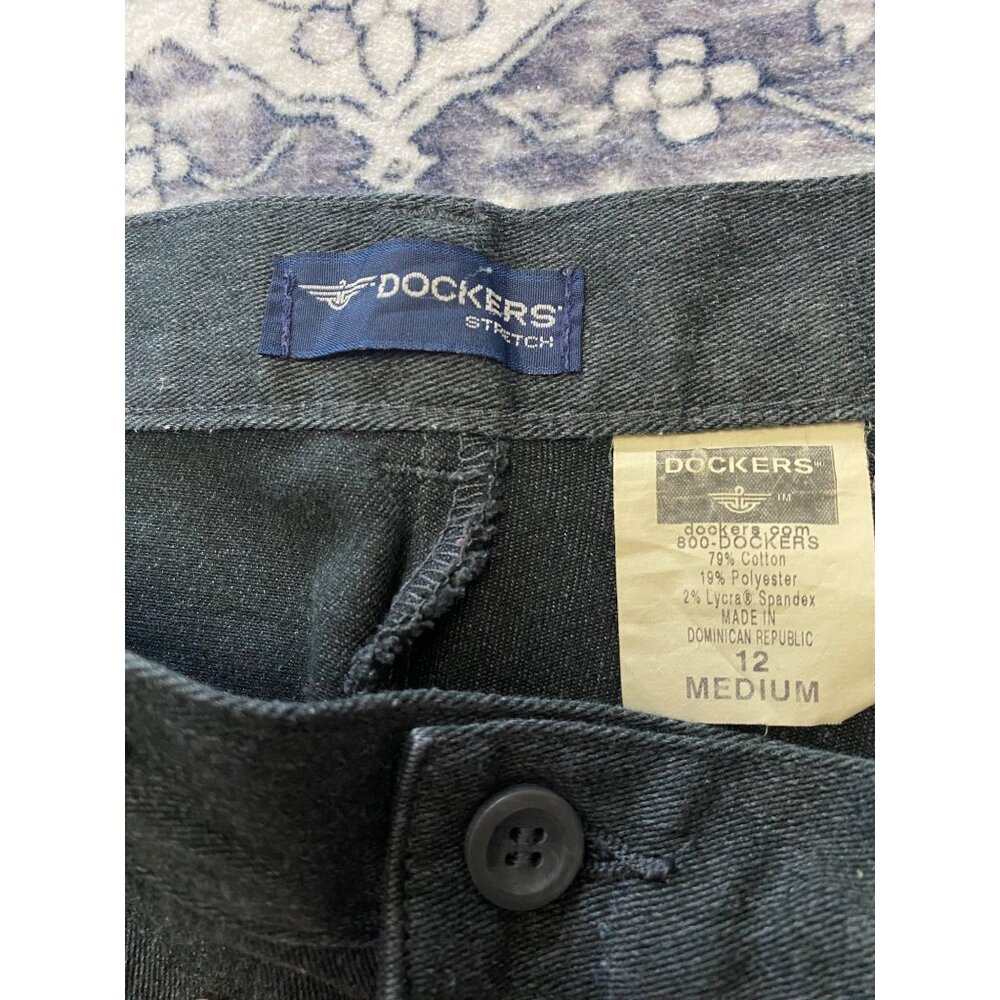 Dockers Stretch Womens Gray Pants Size 12 Straight Leg Cotton Zip High Rise - Picture 2 of 4
